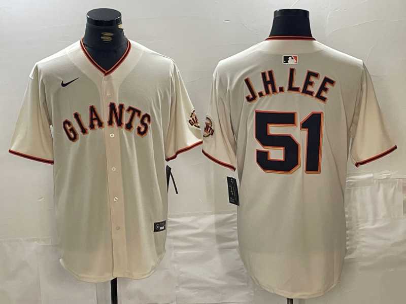 Mens San Francisco Giants #51 Jung Hoo Lee Cream 2024 Home Limited Stitched Baseball Jersey->san francisco giants->MLB Jersey